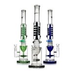 Phoenix Star Freezable Coil With Cone And Disc Perc Waterpipe - Blue 18"