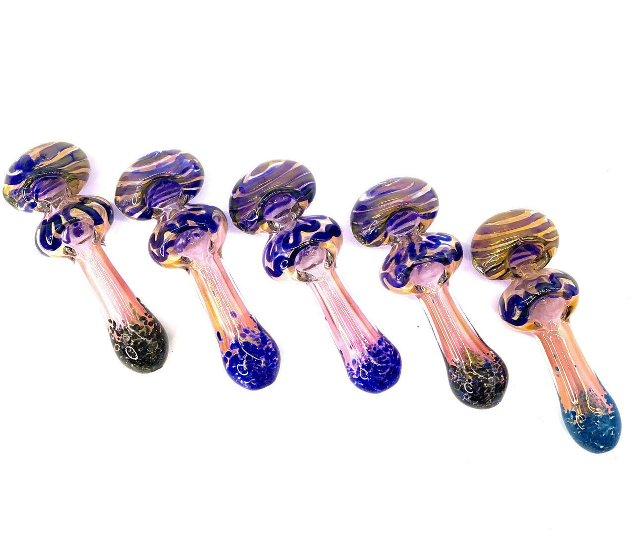 Double Bowl Gold Fume Handpipe - 5.5"