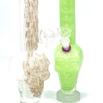 Ceramic Skull Base Waterpipe 12" - Fumed/Green