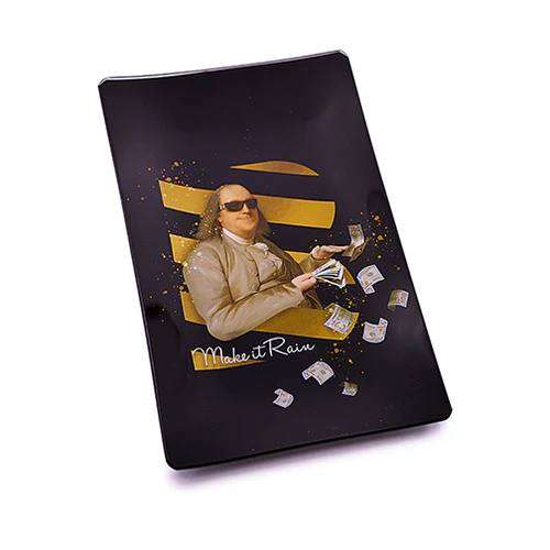 Benji® Shatter-Resistant Glass Rolling Tray Kit - “Make it Rain” - 10" x 6"
