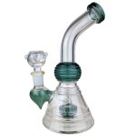 Color Trim Ball Showerhead Perc Banger Hanger Waterpipe - Teal - 8"