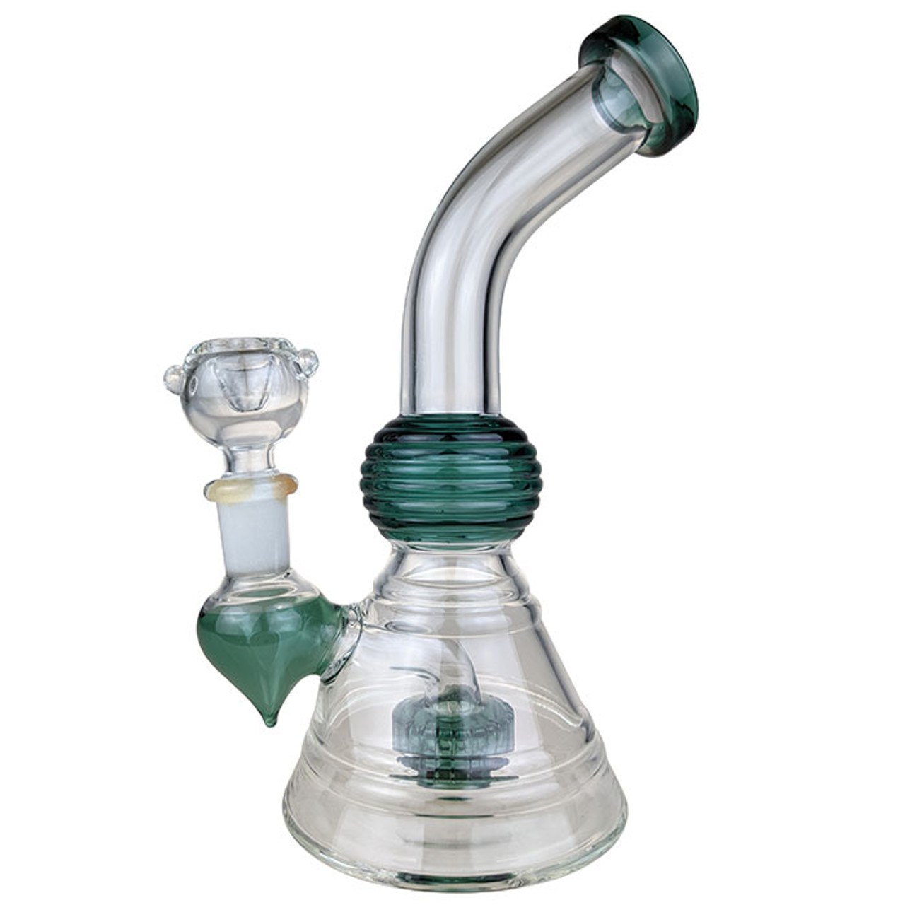 Color Trim Ball Showerhead Perc Banger Hanger Waterpipe - Teal - 8"