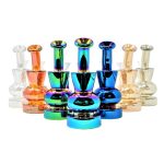 Electro Plated Small Bent Neck Heavy Base Vase Waterpipe - 6” ELECTRO PLATED MINI WATERPIPE 6 5
