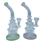 Bent Neck Pyramid With Dome Perc Waterpipe - 10" BENT NECK PYRAMID SHAPE WITH DOME PERC WATERPIPE 10