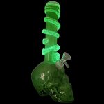 Glow in The Dark Skull Water Pipe Waterpipe - 10.6" 10 Assorted Color Skull Soft Glass Water Pipe